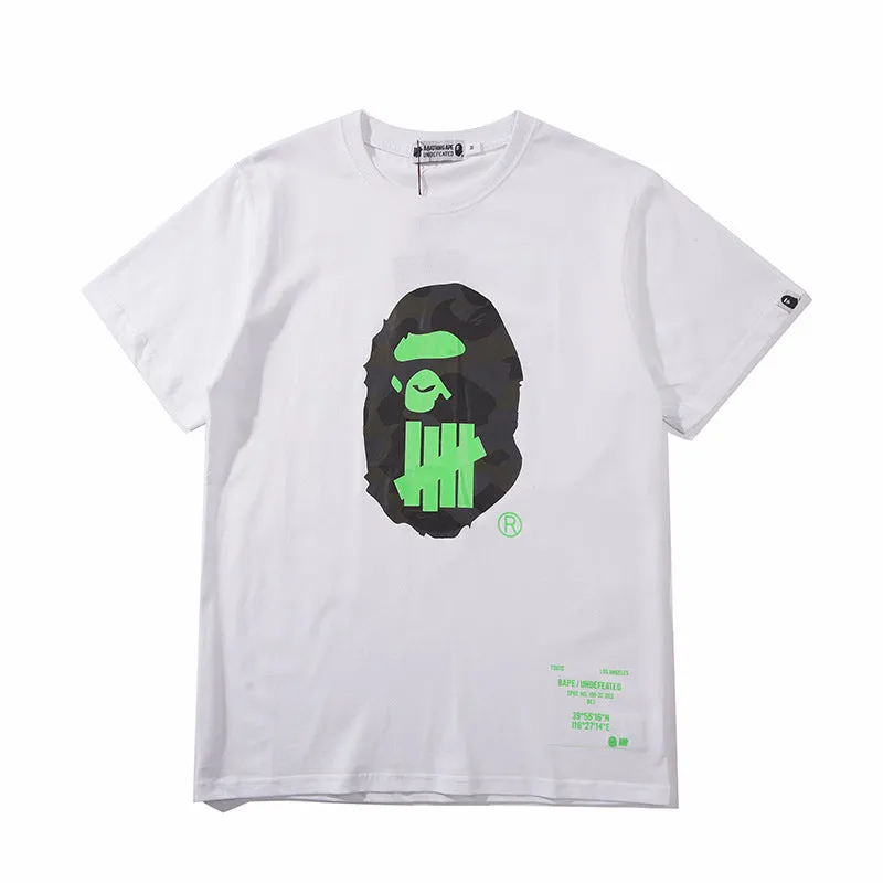 Bape T-shirt Men's Casual Round Neck Short Sleeve Loose Cotton T Shirts