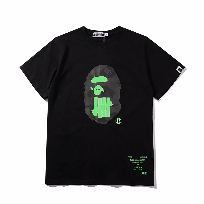 Bape T-shirt Men's Casual Round Neck Short Sleeve Loose Cotton T Shirts