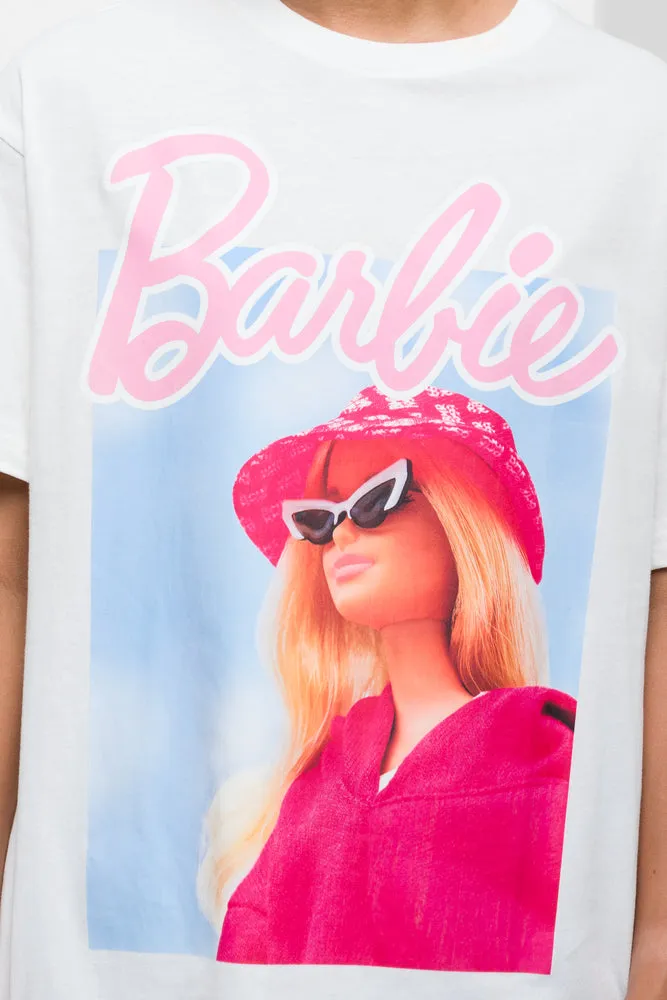 Barbie Oversized Short Sleeve T-Shirt White