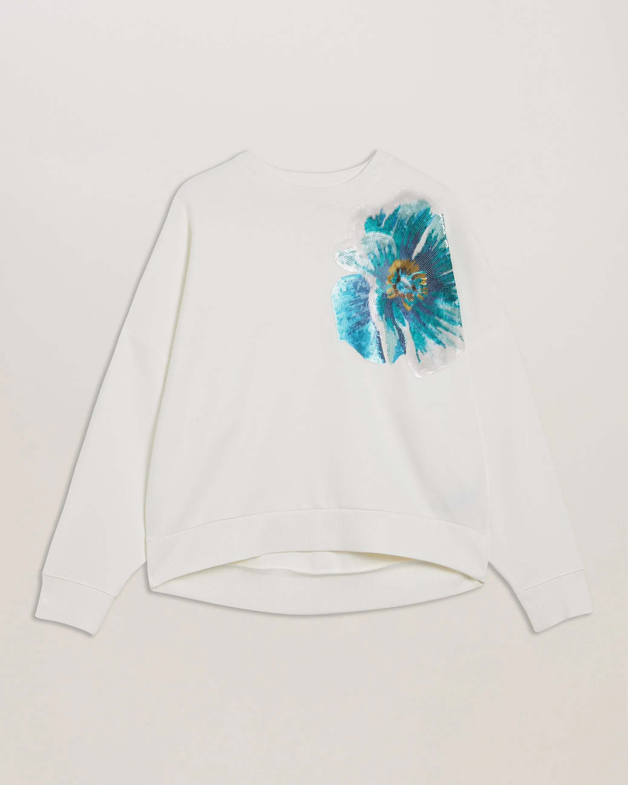 Bayleyy Sequin Graphic Embellished Sweatshirt White