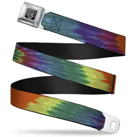 BD Wings Logo CLOSE-UP Full Color Black Silver Seatbelt Belt - BD Tie Dye Webbing