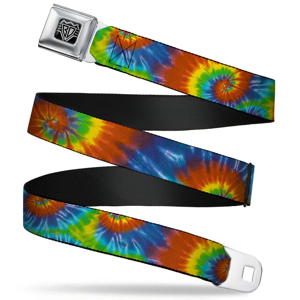 BD Wings Logo CLOSE-UP Full Color Black Silver Seatbelt Belt - BD Tie Dye13 Webbing