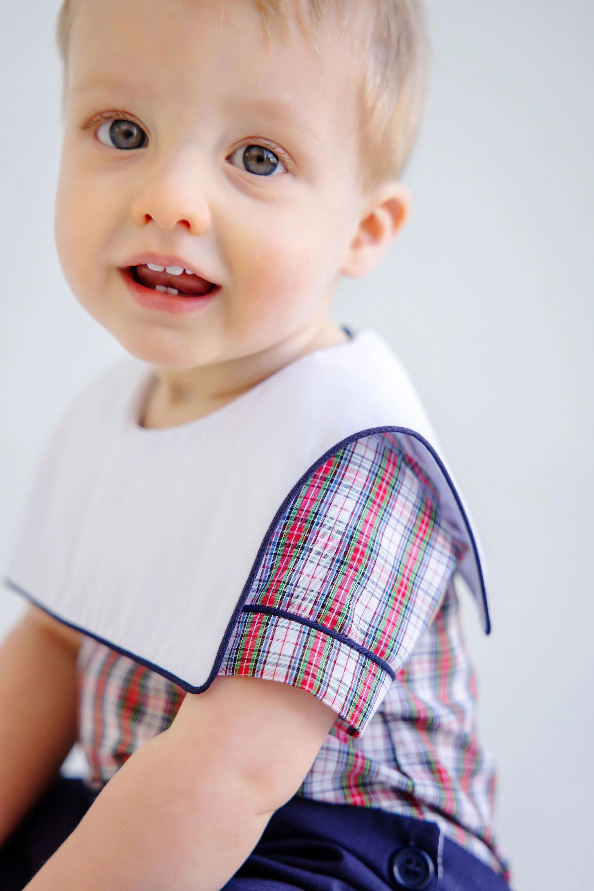 Beauregard Button In - Merritt Park Plaid with Nantucket Navy & Worth Avenue White