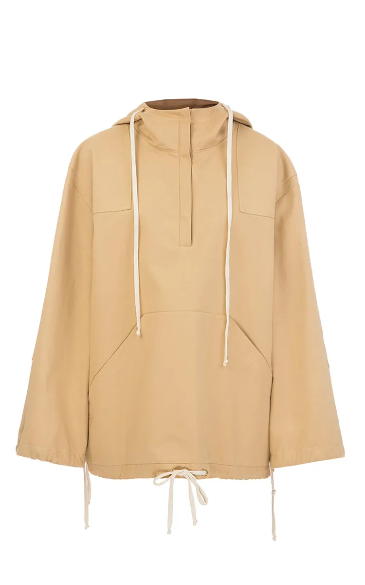 Beige hooded anorak