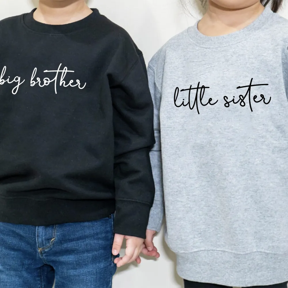 Big & Little Siblings Script Kids Sweatshirts