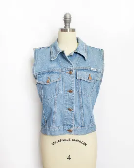 Bill Blass 1990s Denim Top Cropped  Blue Jean M S