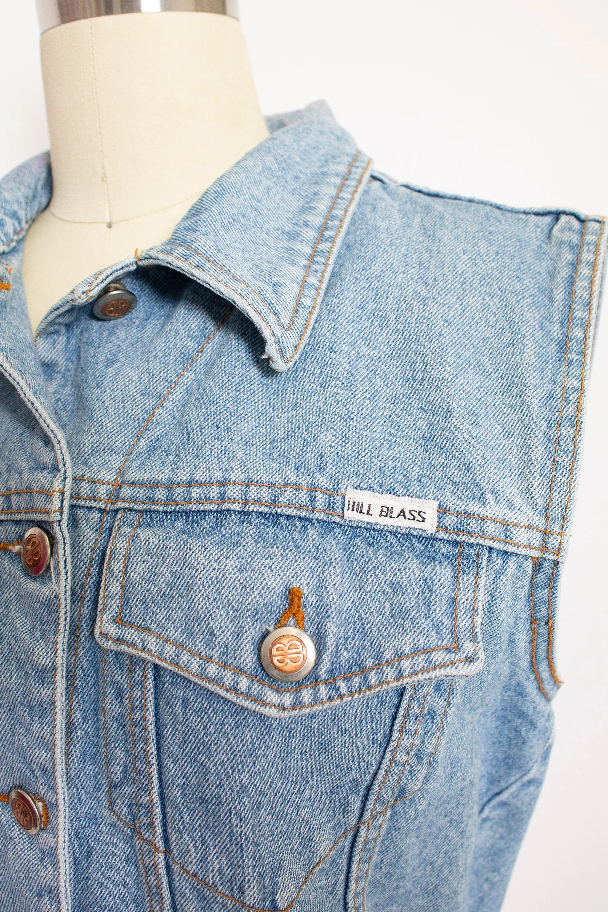 Bill Blass 1990s Denim Top Cropped  Blue Jean M S