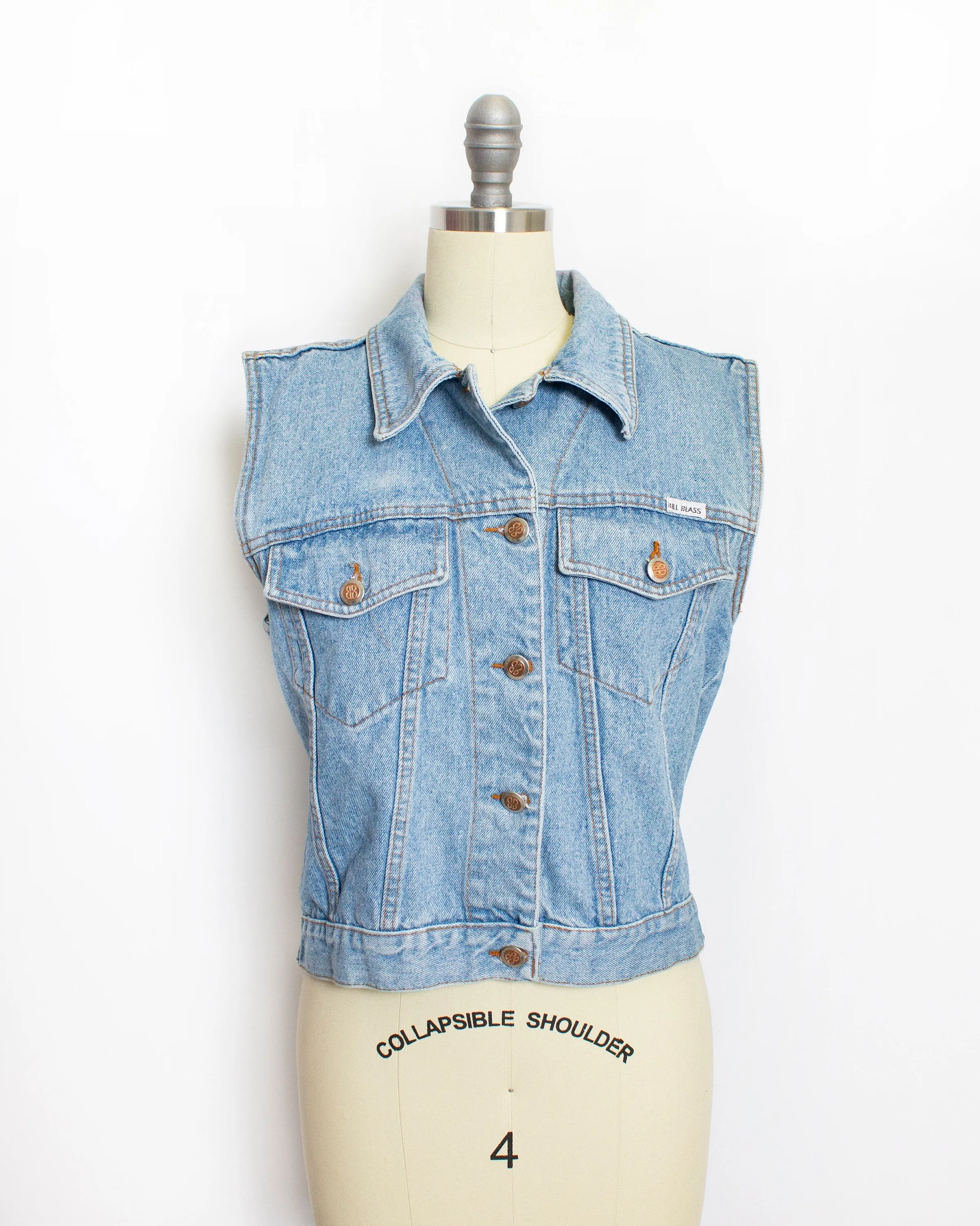 Bill Blass 1990s Denim Top Cropped  Blue Jean M S