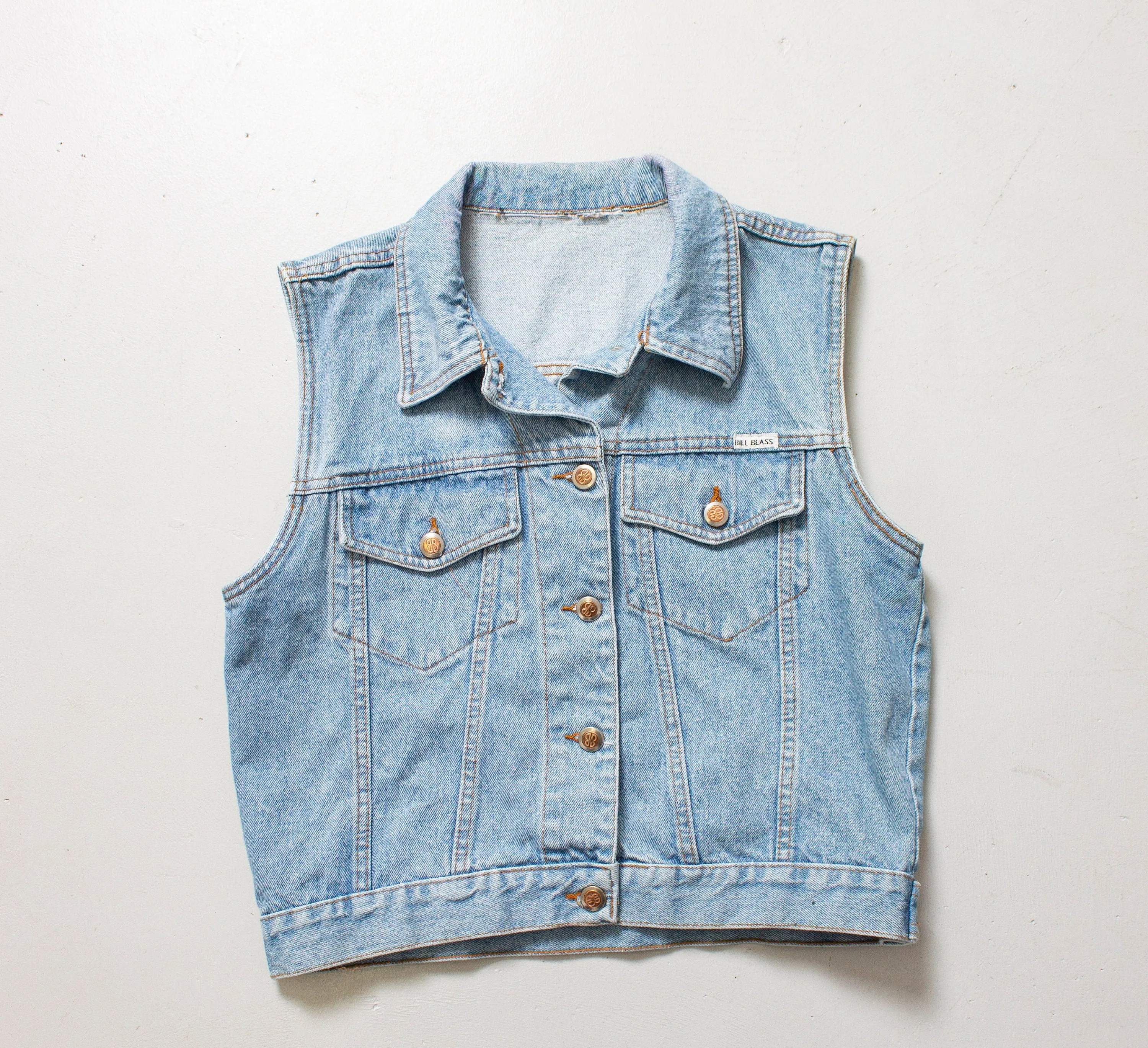 Bill Blass 1990s Denim Top Cropped  Blue Jean M S