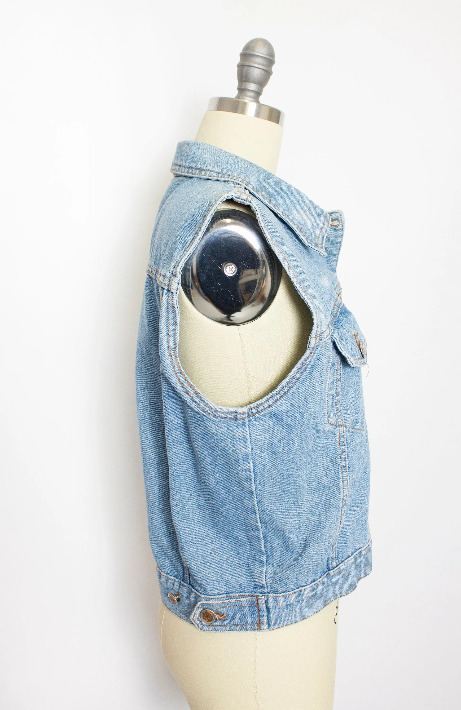 Bill Blass 1990s Denim Top Cropped  Blue Jean M S