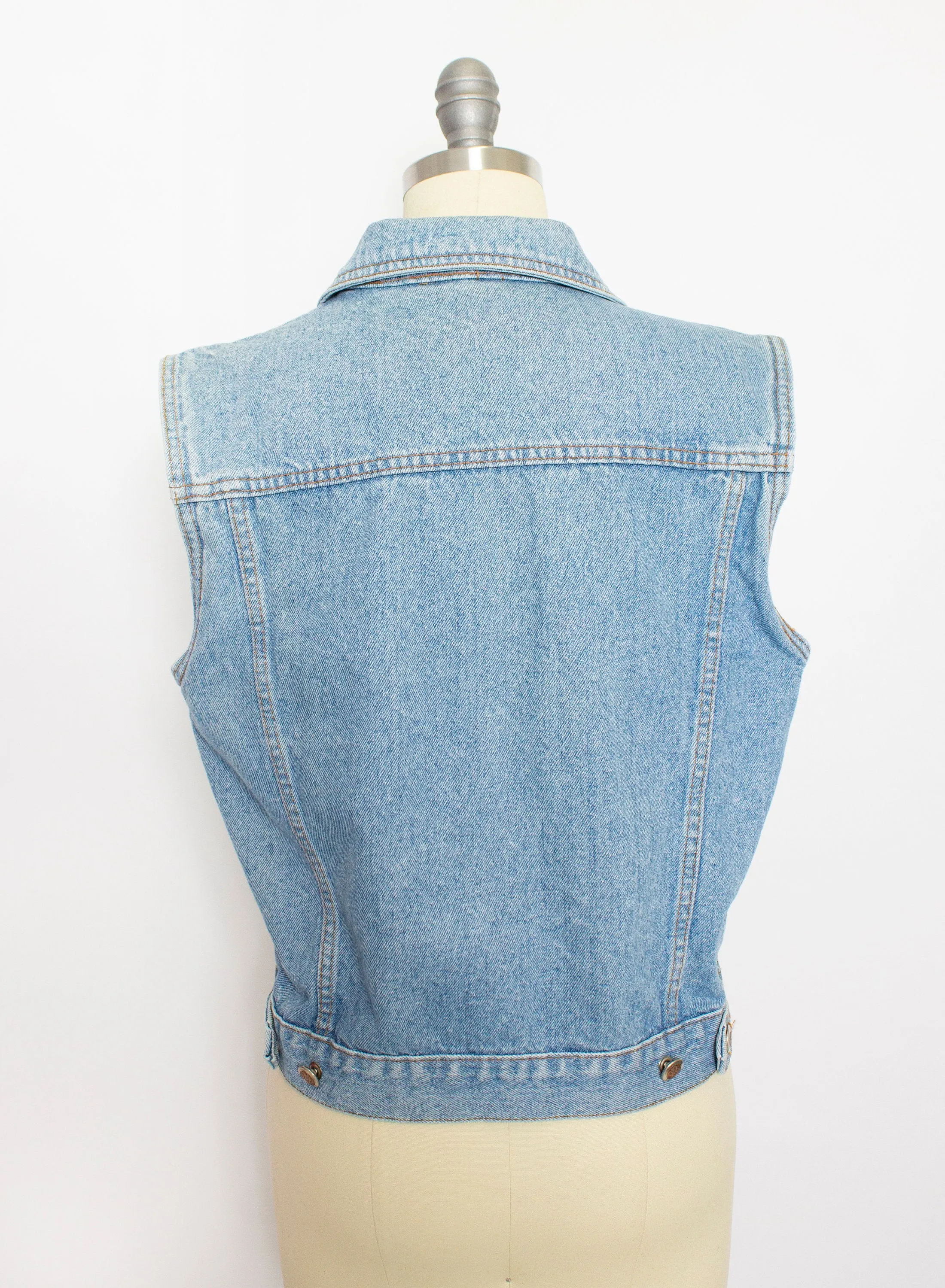 Bill Blass 1990s Denim Top Cropped  Blue Jean M S