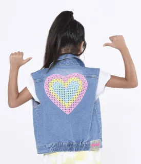 Billieblush Girls Blue Sleeveless Denim Jacket