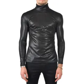 Black Metallic Turtle Neck Shirt