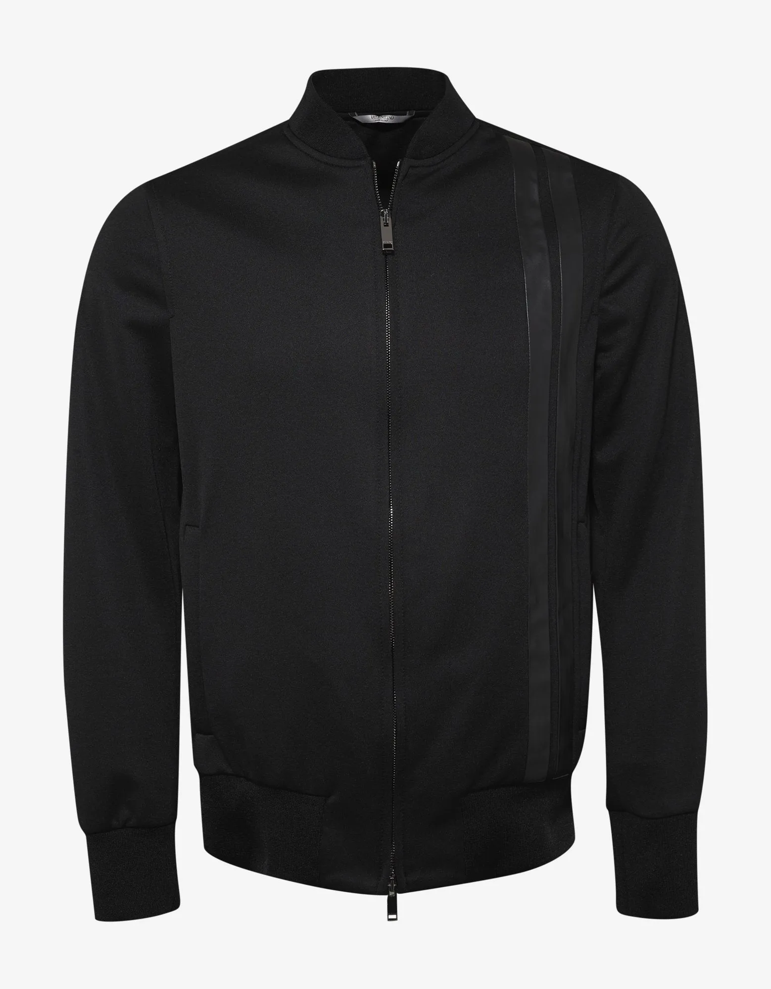 Black Track Jacket with Tonal Stripes