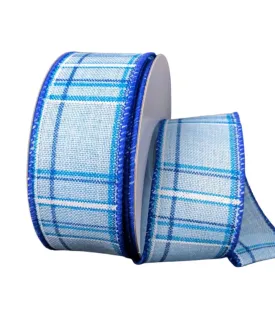 Blue and white summer plaid 1.5”