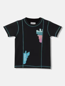 Blue Giraffe Boys Black Solid Round Neck Short Sleeves T-Shirt