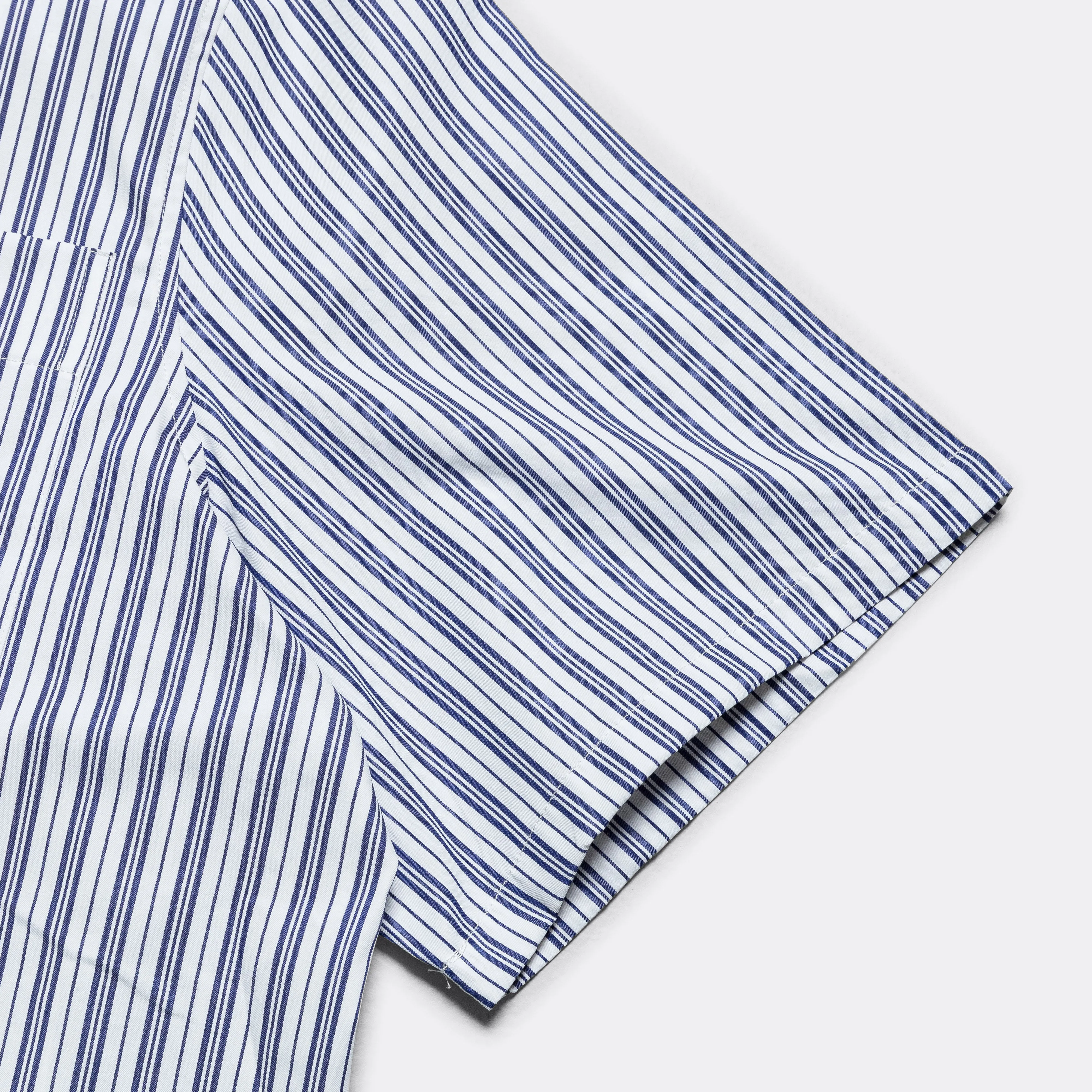 Boxy Striped Button-Up - White/Blue