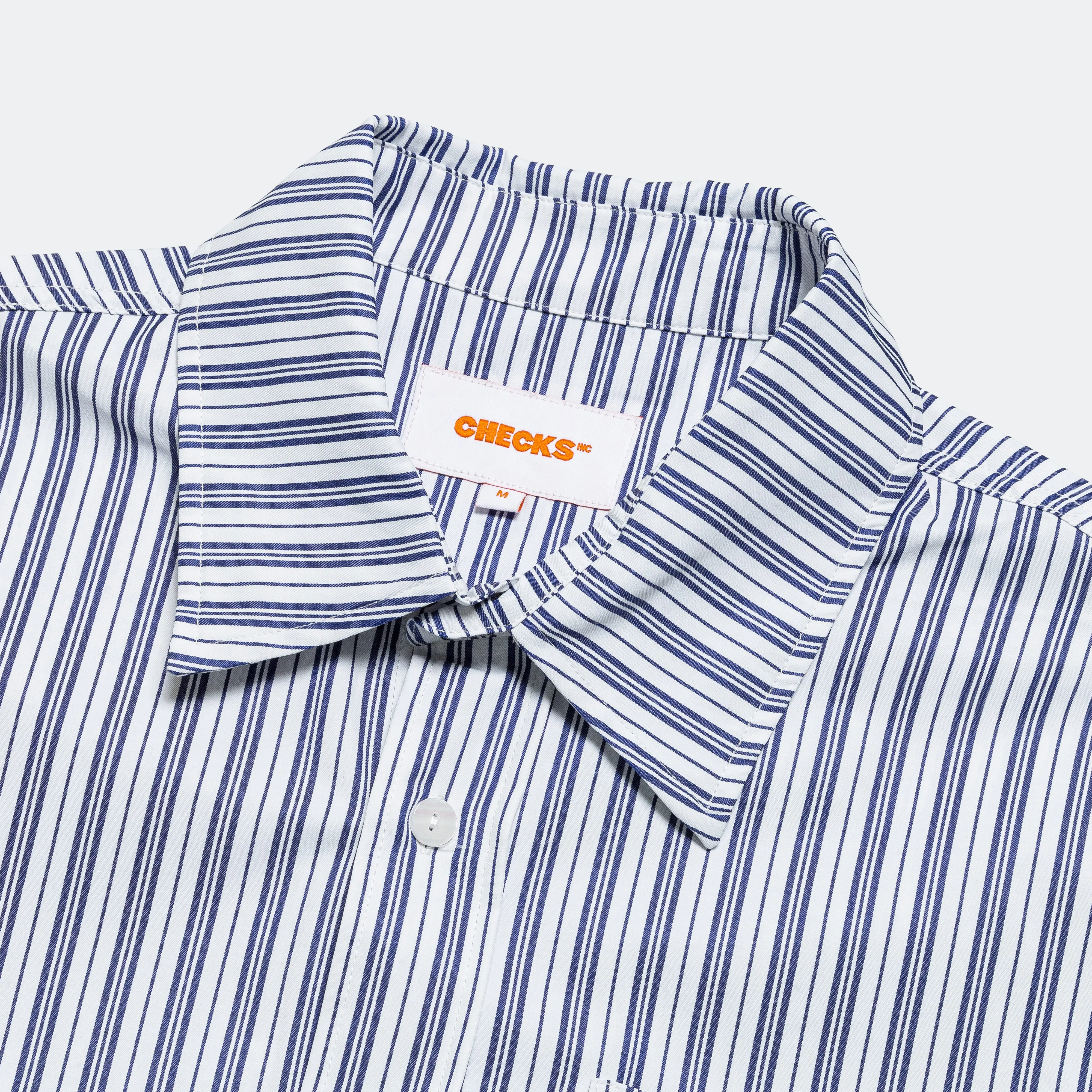 Boxy Striped Button-Up - White/Blue