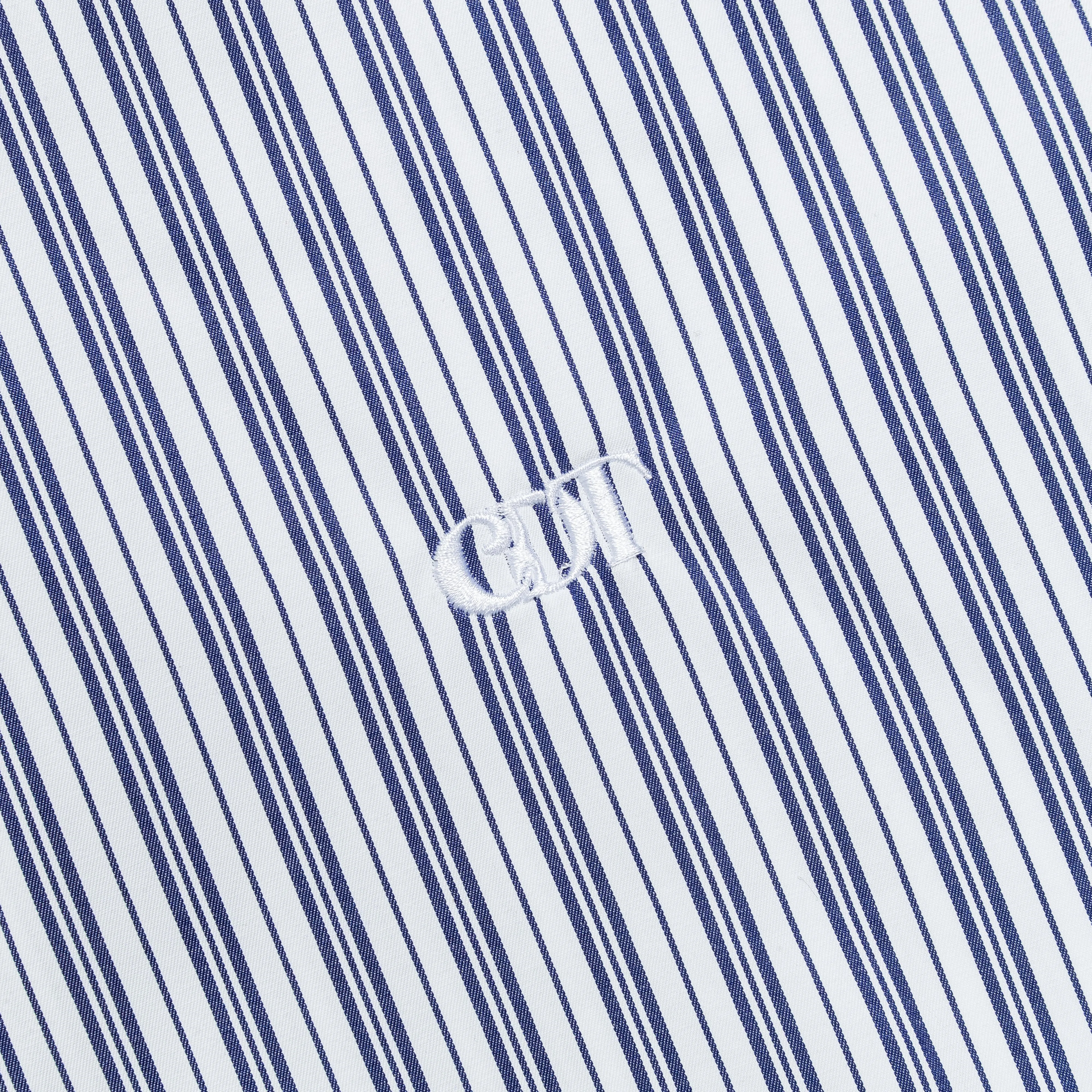 Boxy Striped Button-Up - White/Blue