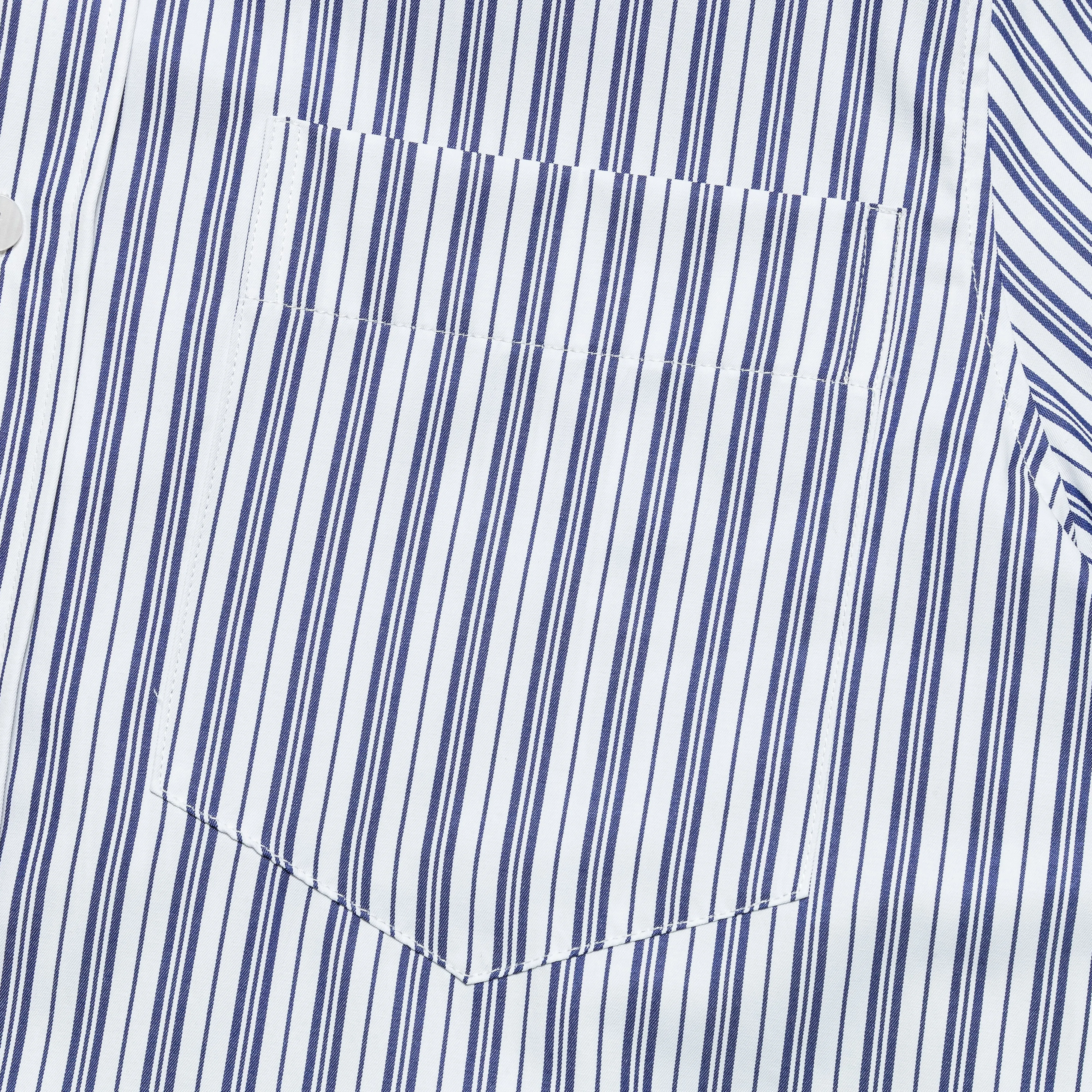 Boxy Striped Button-Up - White/Blue