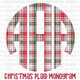 Boy's Christmas Plaid Monogram