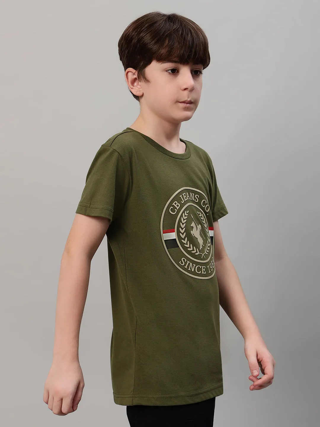 Boy's Green Typographic Print T-Shirt