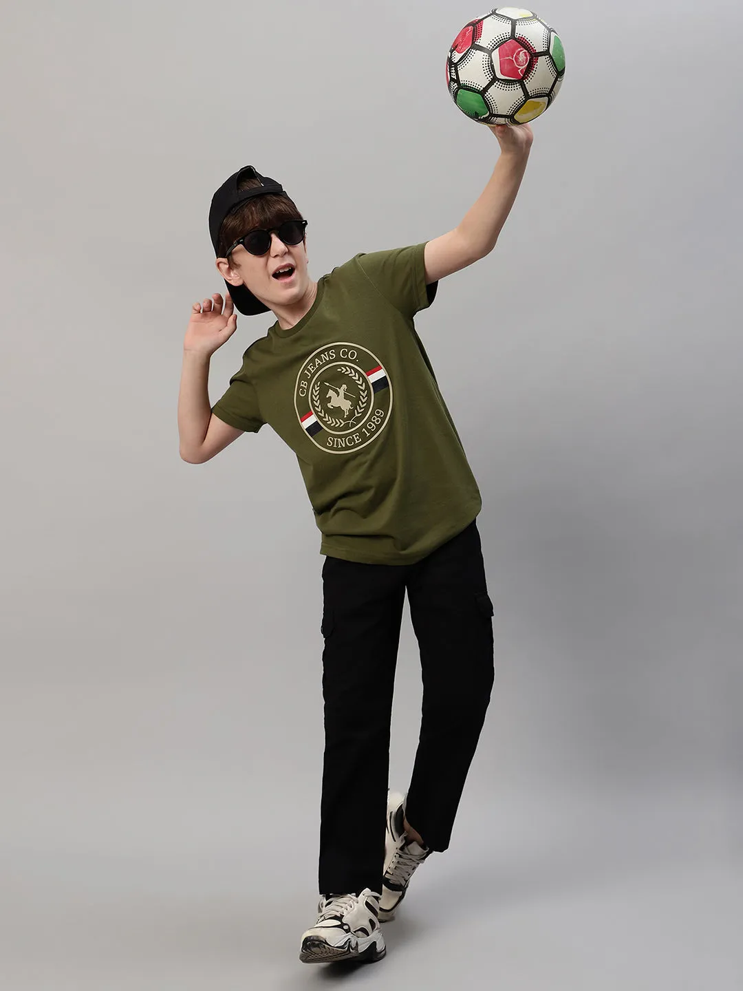 Boy's Green Typographic Print T-Shirt