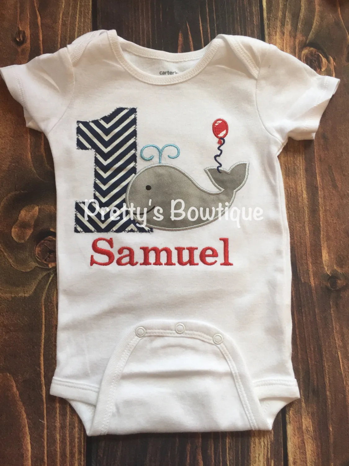 Boys Whale 1st Birthday Shirt or Bodysuit  - Custom Birthday outfit Whale