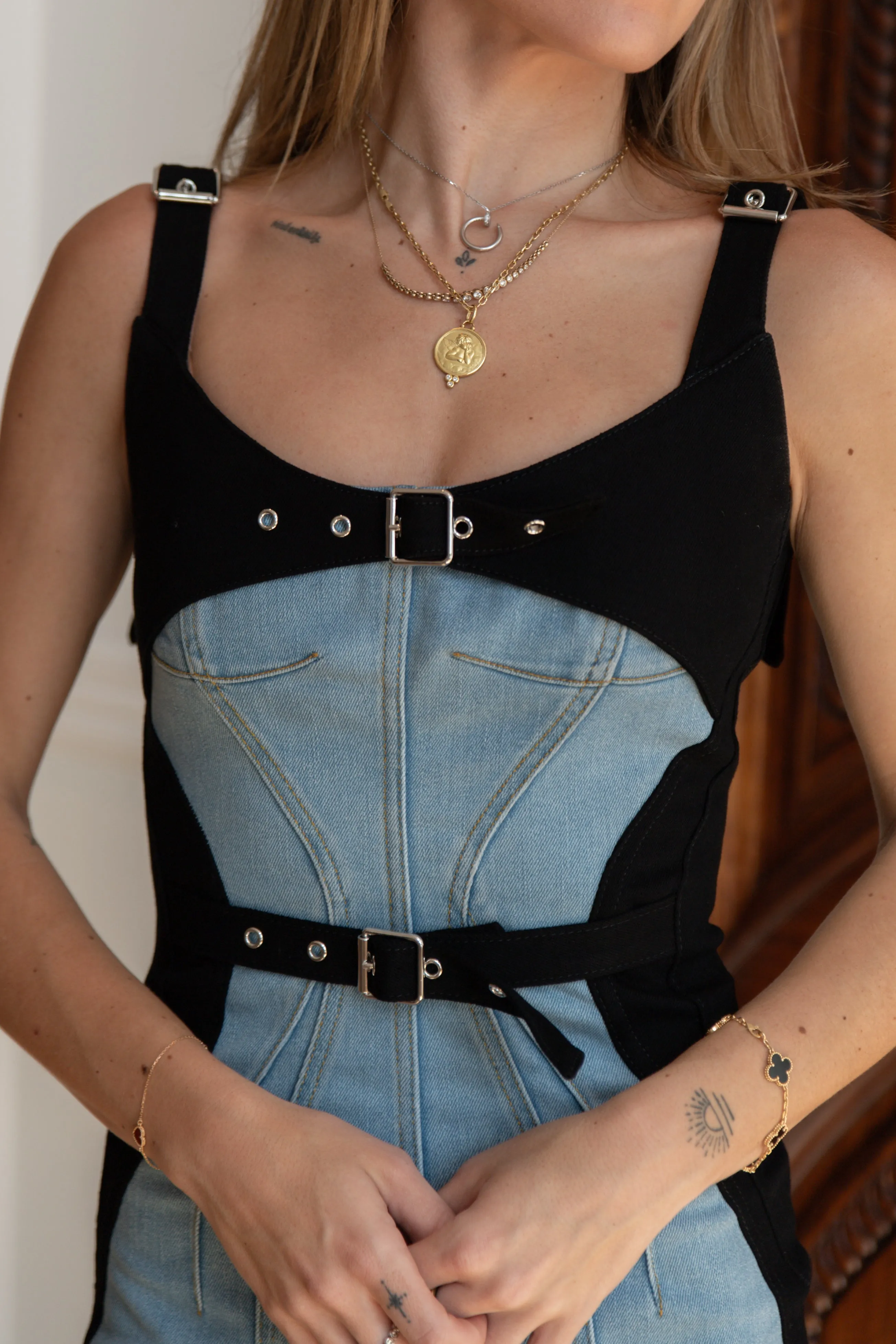 Buckled Denim Dress