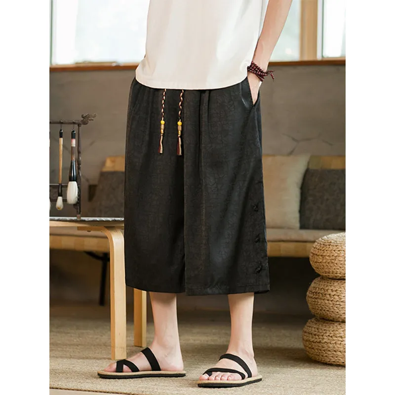 Button-down Loose Cropped Trousers