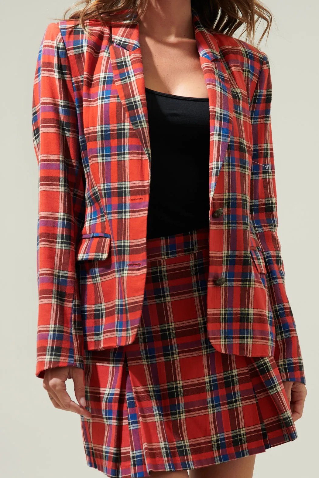 Calera Collared Fitted Plaid Blazer