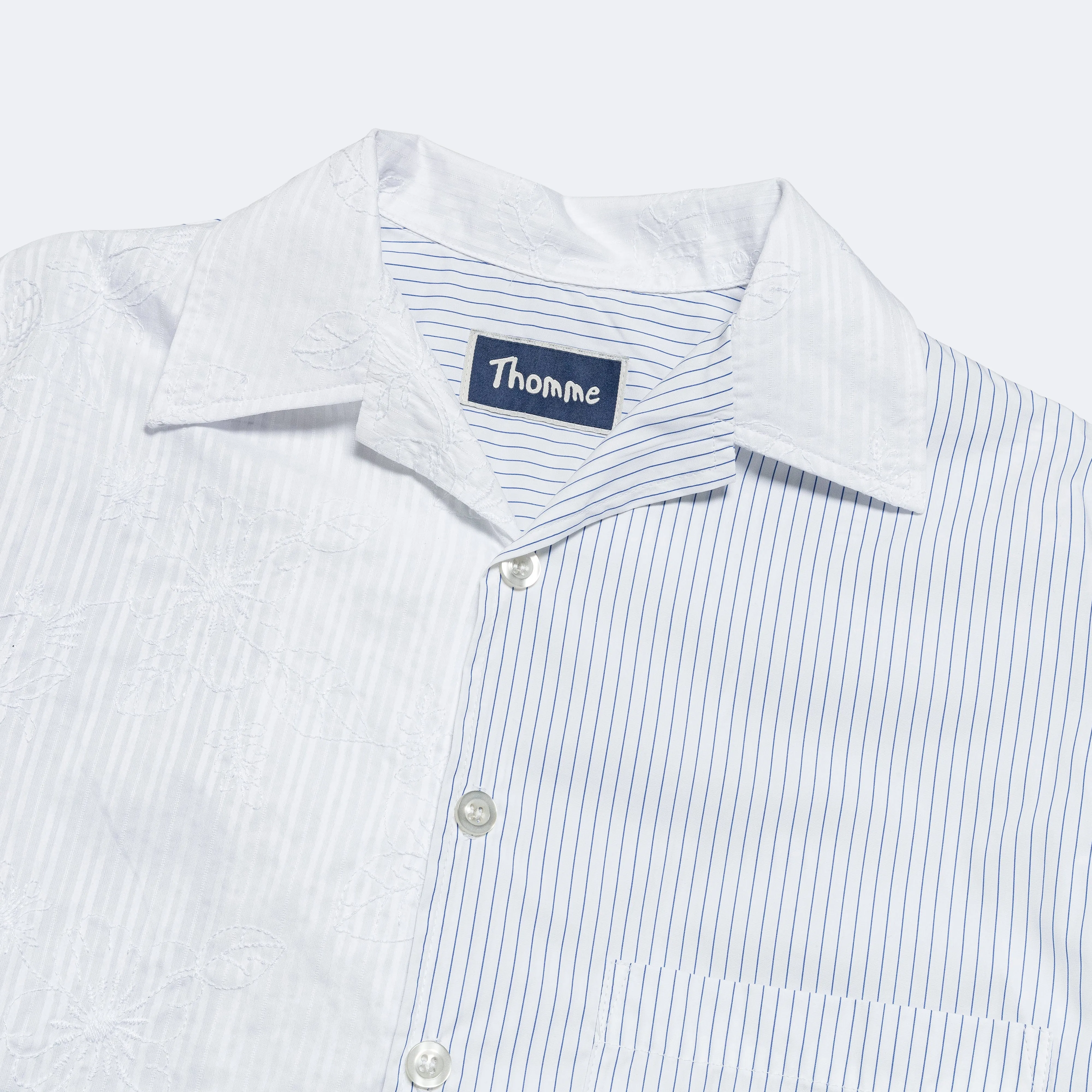 Camp Shirt Embroidered Stripe - Blue/White