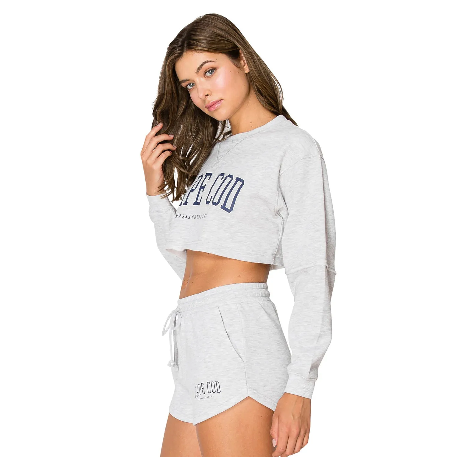 Cape Cod Graphic Athletic Cropped Pullover - Heather Grey