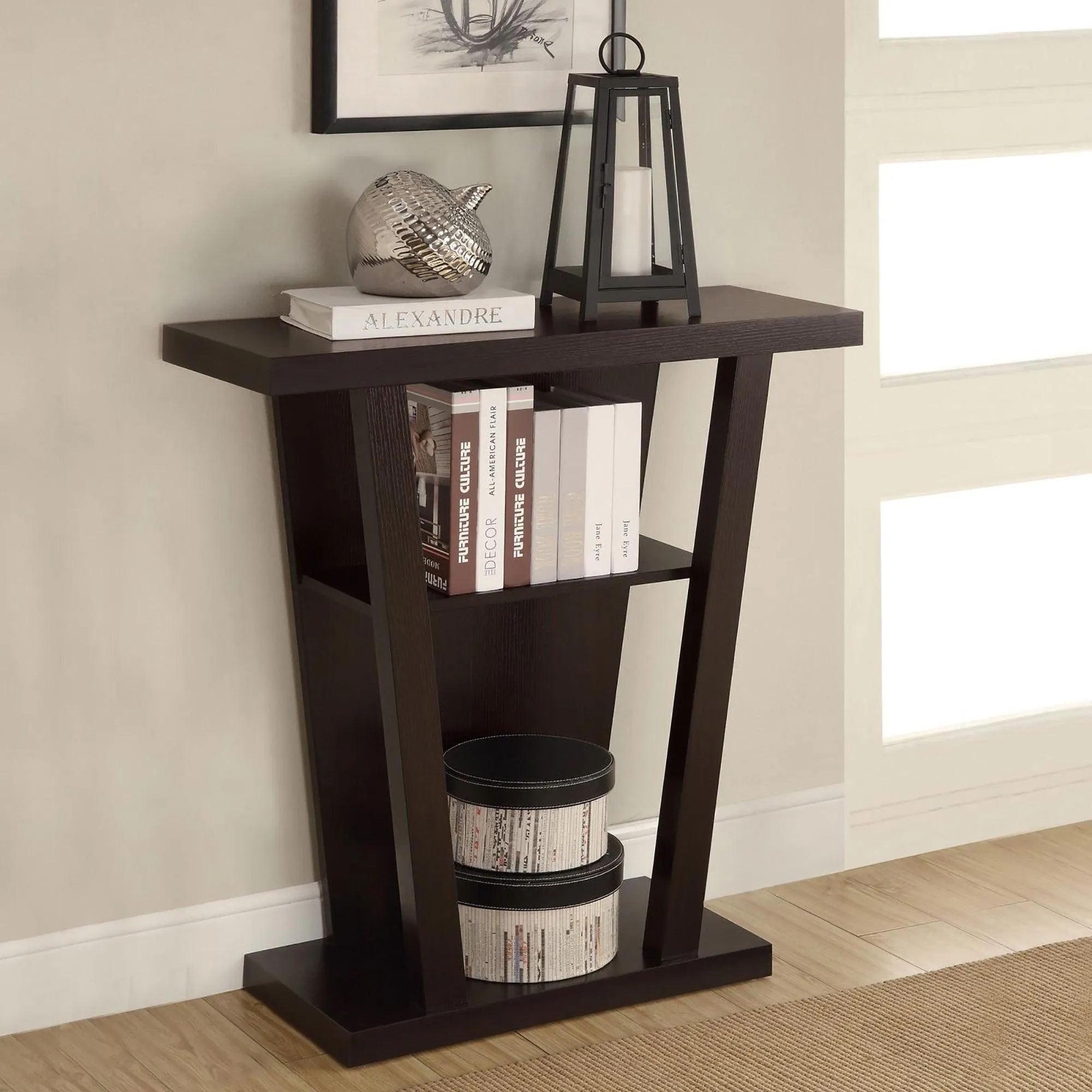 Cappuccino 2-Shelf Console Table