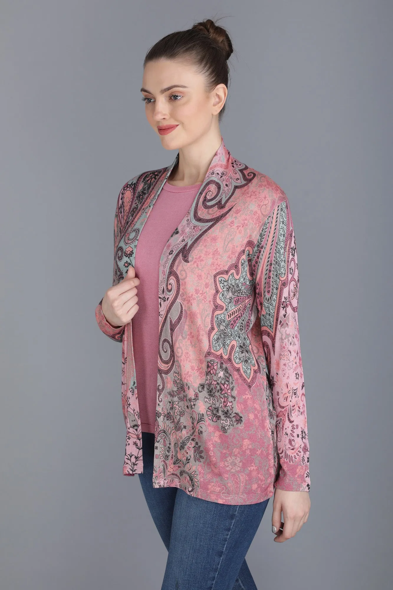 Cashmere Paisley Pattern Twin Set in Pink