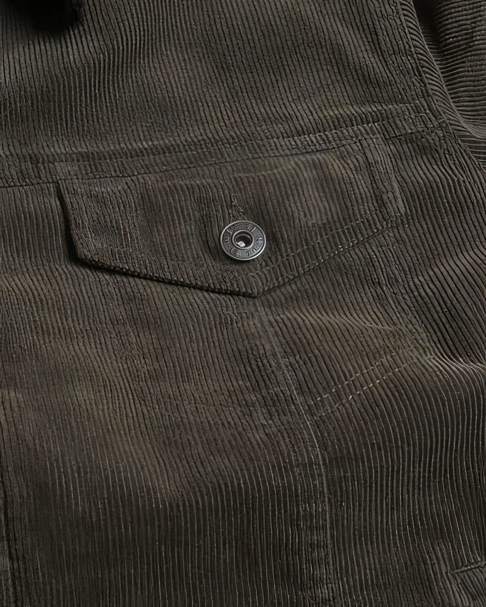 Casual Corduroy Lined Trucker Jacket Olive Green