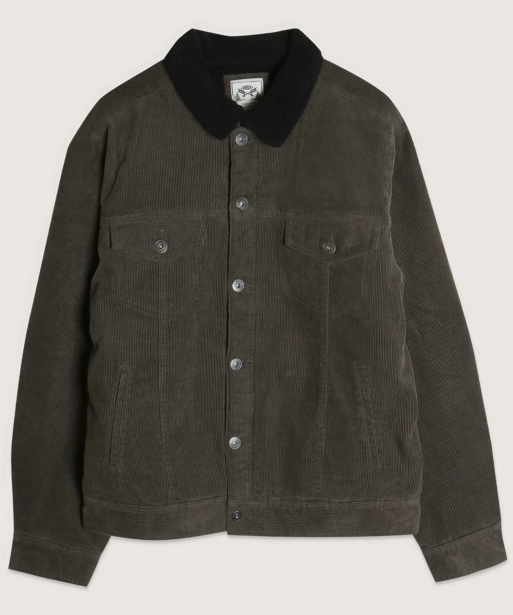 Casual Corduroy Lined Trucker Jacket Olive Green