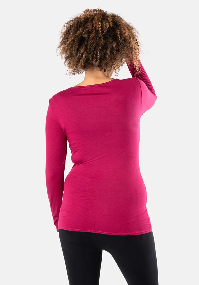 Cherry Long Sleeve Round Neck Top