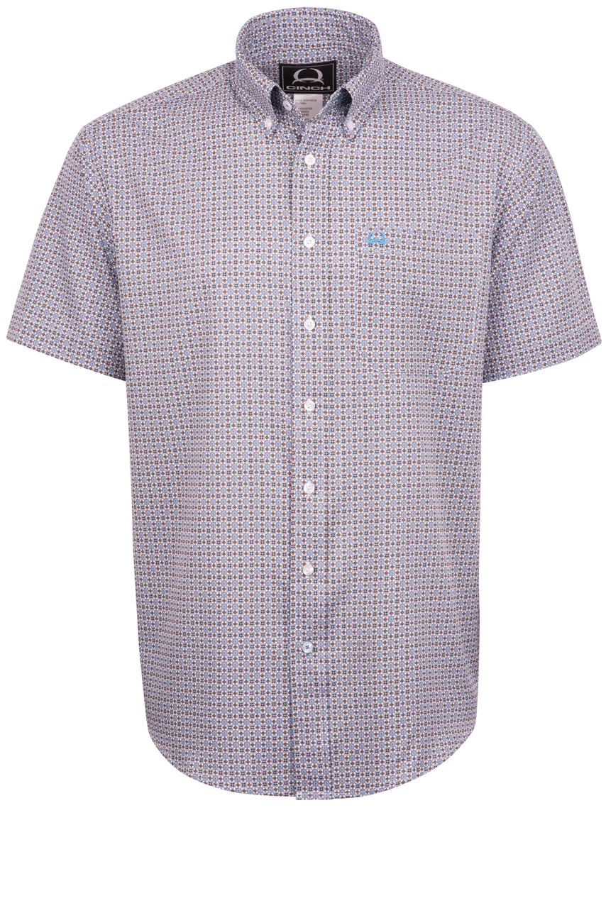 Cinch Arenaflex Button-Front Shirt - White Foulard Print