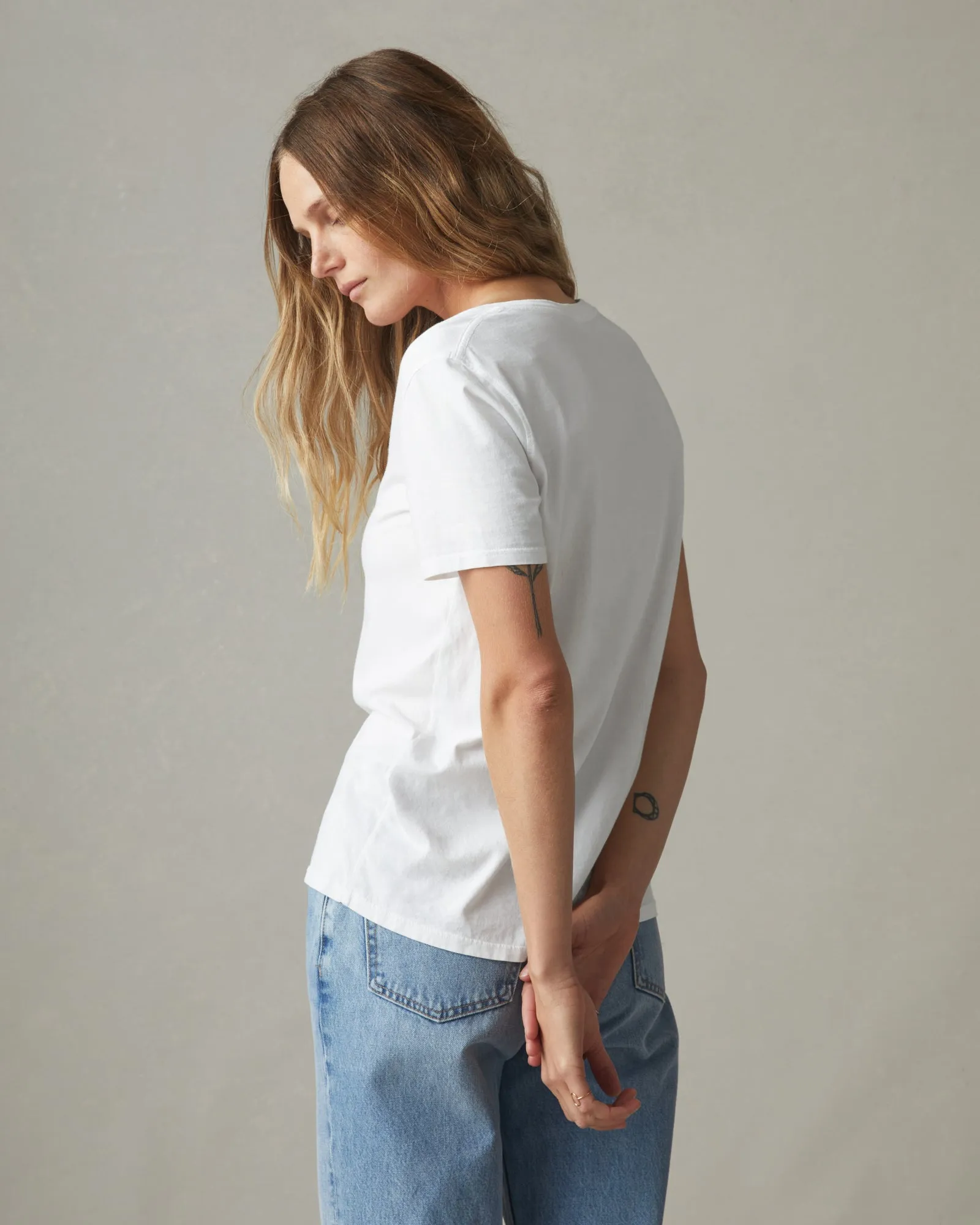 Classic Cotton V-Neck Tee - White