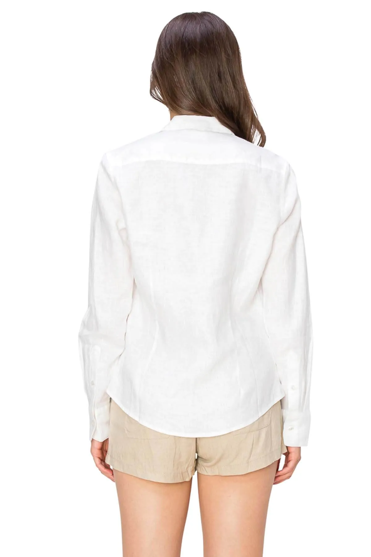 Classic Fit Linen Button-Down Shirts - White