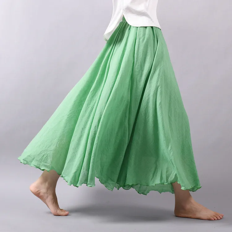 Cotton Solid Color Pleated Skirt