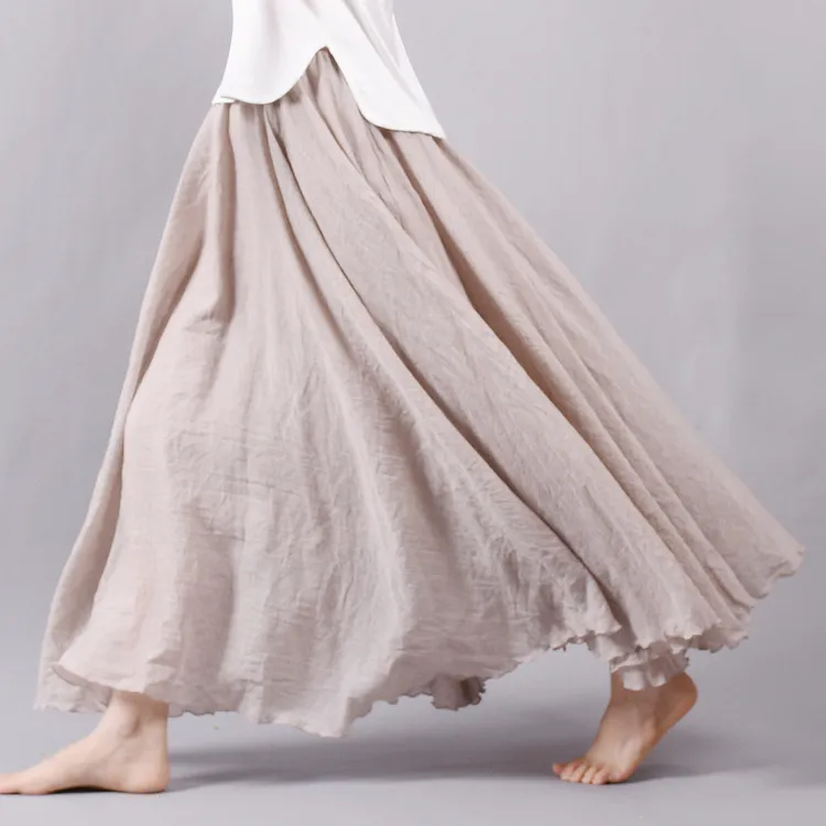 Cotton Solid Color Pleated Skirt