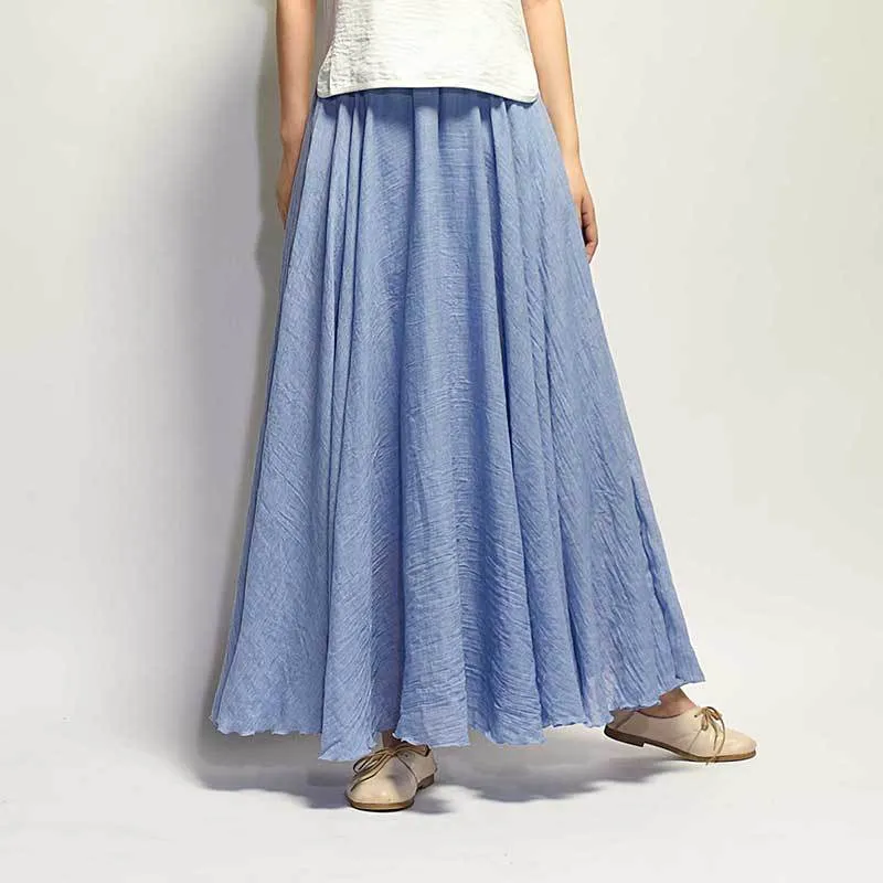 Cotton Solid Color Pleated Skirt