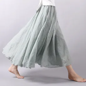 Cotton Solid Color Pleated Skirt