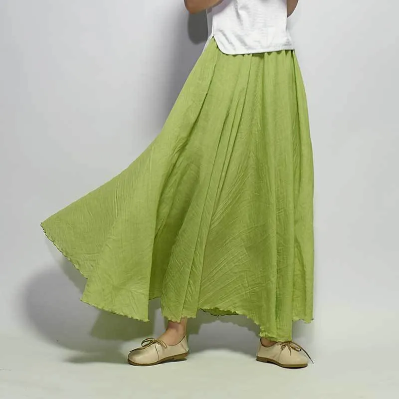 Cotton Solid Color Pleated Skirt