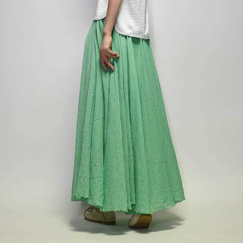 Cotton Solid Color Pleated Skirt