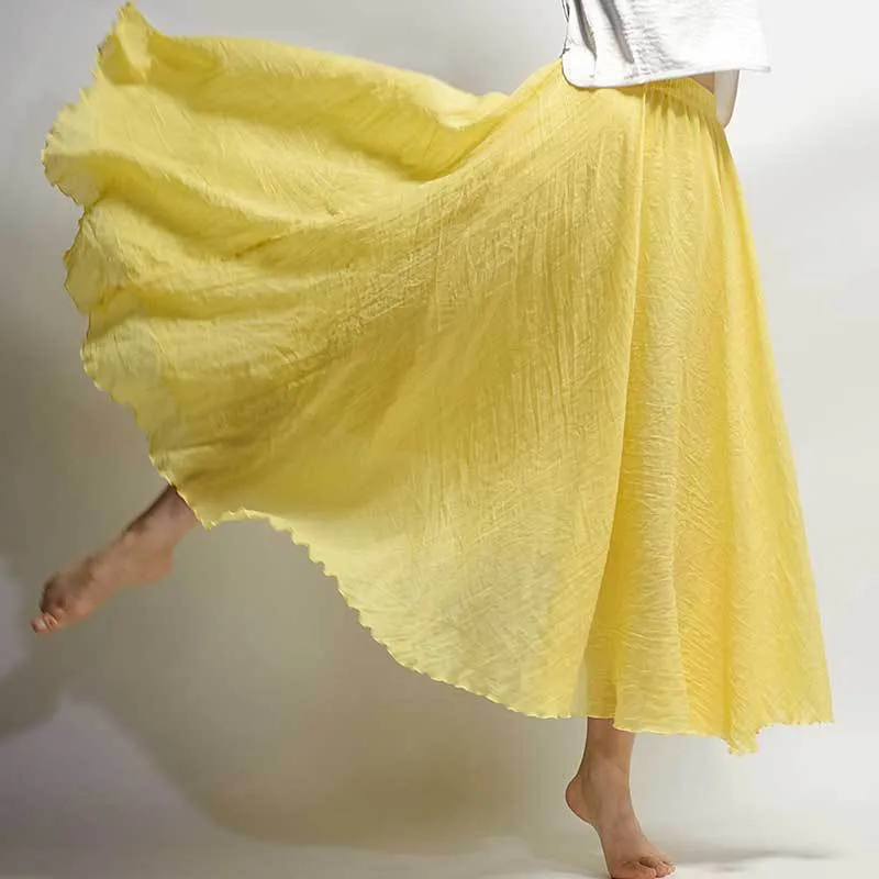 Cotton Solid Color Pleated Skirt