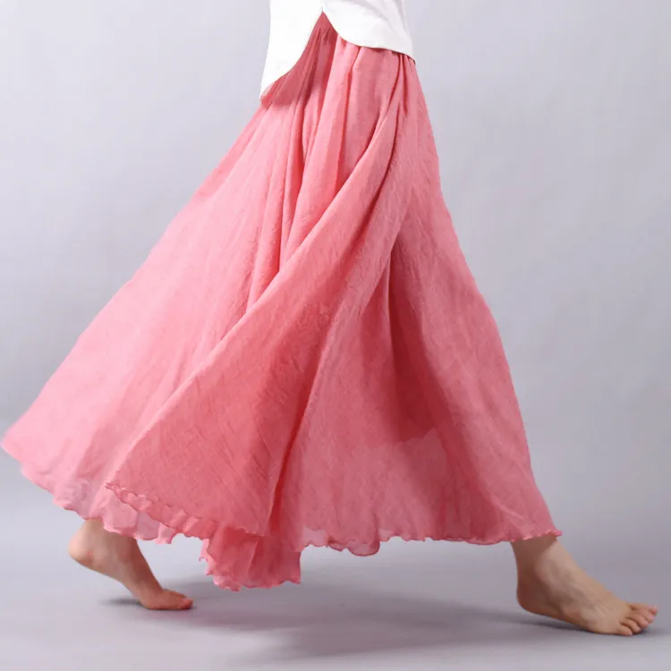 Cotton Solid Color Pleated Skirt