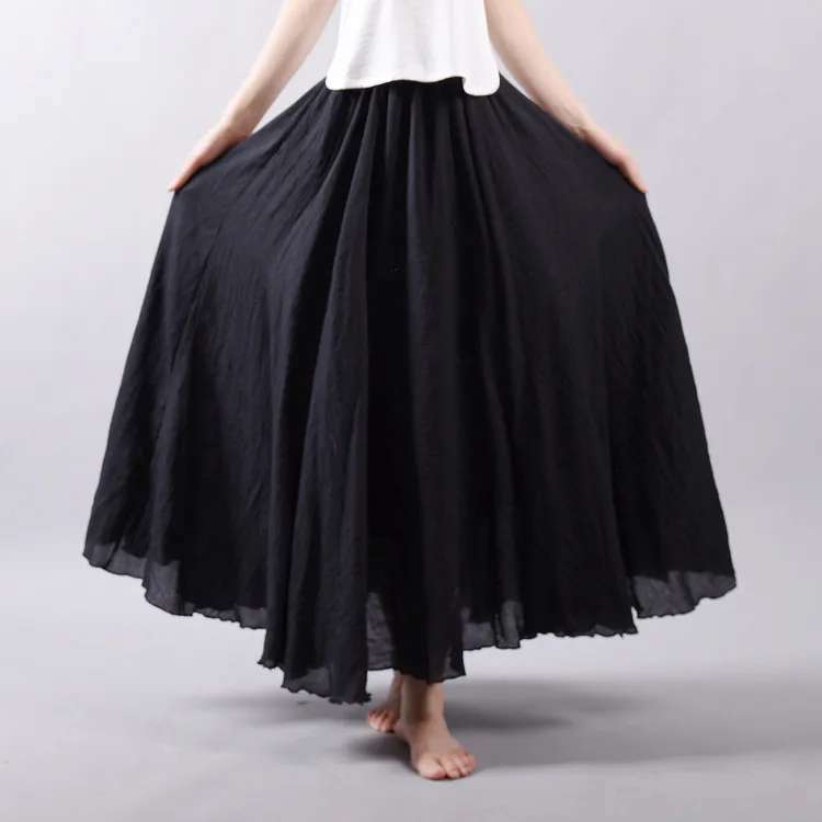 Cotton Solid Color Pleated Skirt